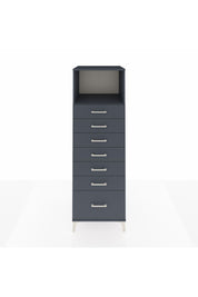 Kronos Dolap Tek Raflı 7 Çekmeceli 60x59x182 Antrasit-Antrasit