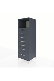 Kronos Dolap Tek Raflı 7 Çekmeceli 60x59x182 Antrasit-Antrasit