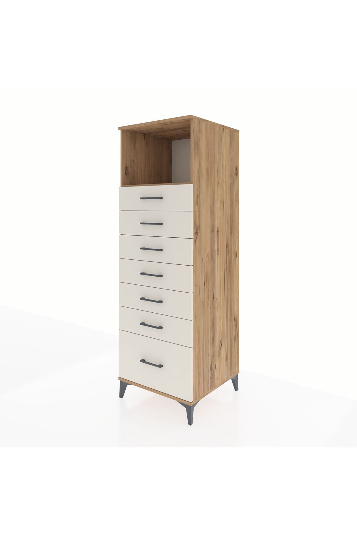 Kronos Dolap Tek Raflı 7 Çekmeceli 60x59x182 Çam-Aytaşı