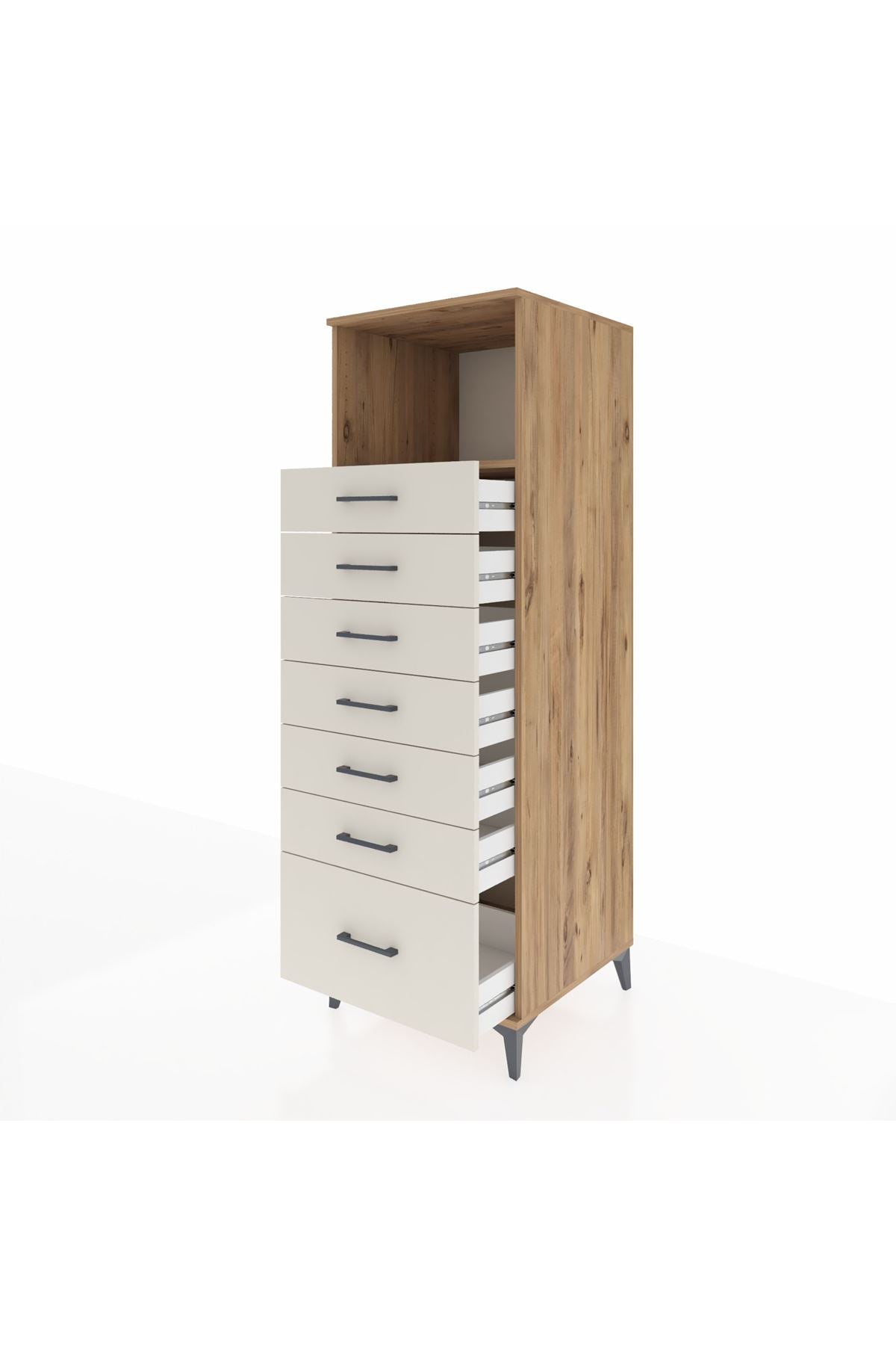 Kronos Dolap Tek Raflı 7 Çekmeceli 60x59x182 Çam-Aytaşı