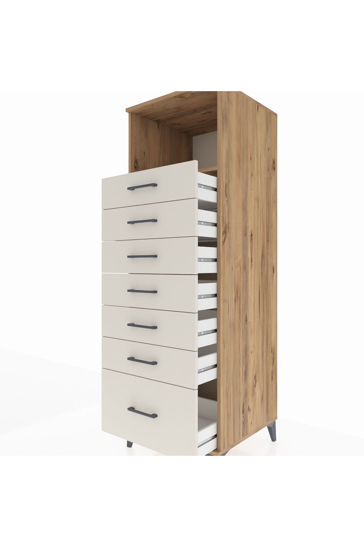 Kronos Dolap Tek Raflı 7 Çekmeceli 60x59x182 Çam-Aytaşı