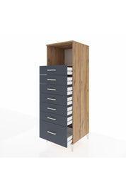 Kronos Dolap Tek Raflı 7 Çekmeceli 60x59x182 Çam-Antrasit