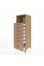 Kronos Dolap Tek Raflı 7 Çekmeceli 60x59x182 Çam-Çam