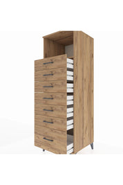 Kronos Dolap Tek Raflı 7 Çekmeceli 60x59x182 Çam-Çam