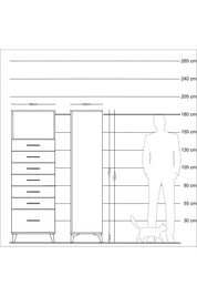 Kronos Dolap Tek Raflı 7 Çekmeceli 60x59x182 Çam-Çam