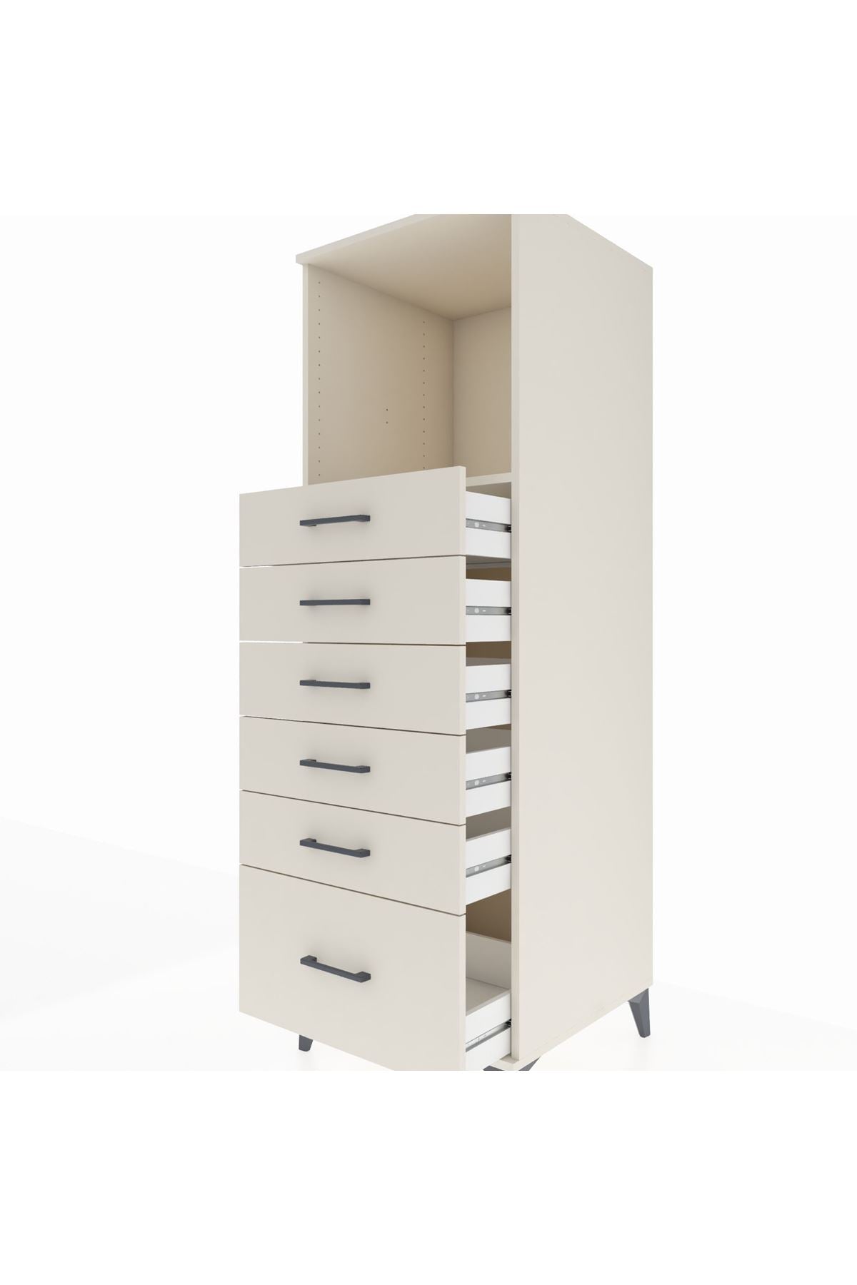 Kronos Dolap Tek Raflı 6 Çekmeceli 60x59x182 Aytaşı-Aytaşı