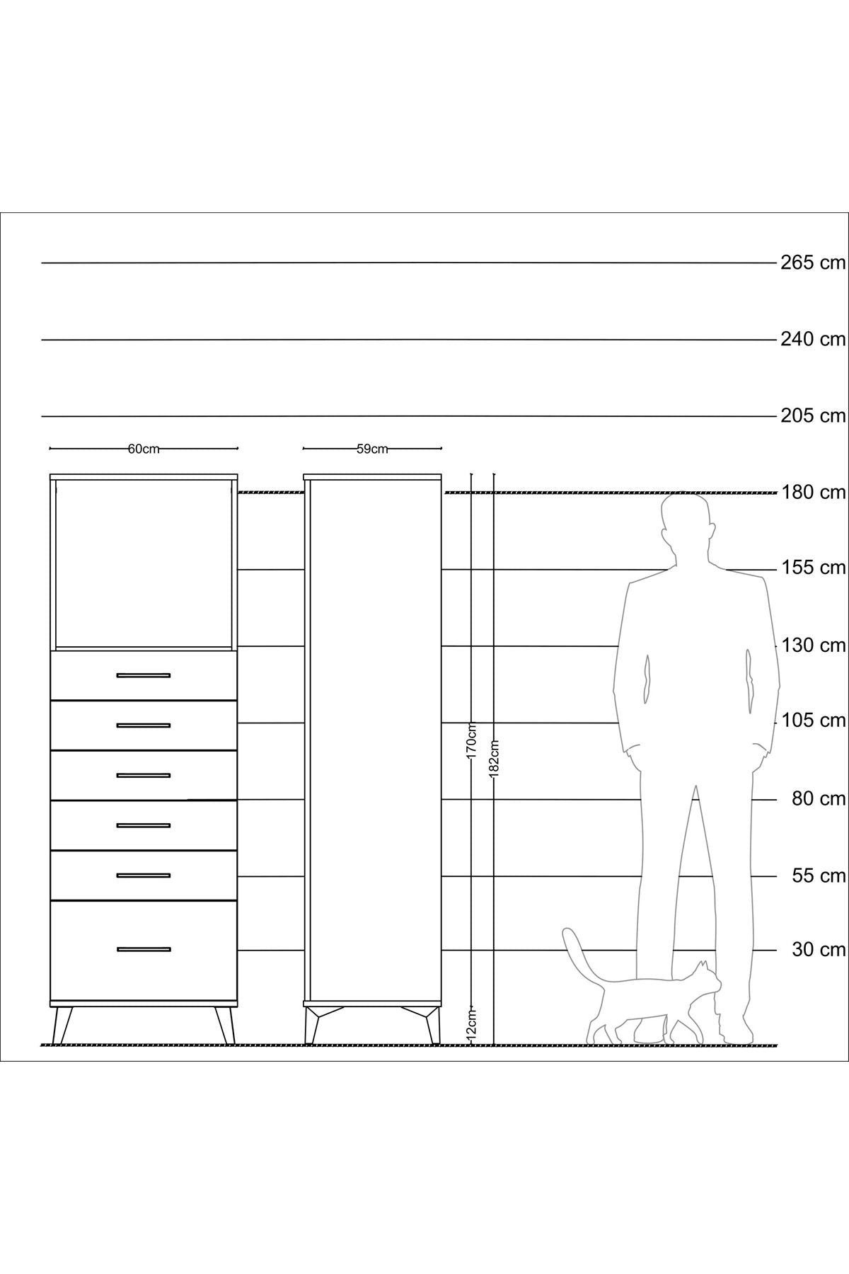 Kronos Dolap Tek Raflı 6 Çekmeceli 60x59x182 Aytaşı-Aytaşı