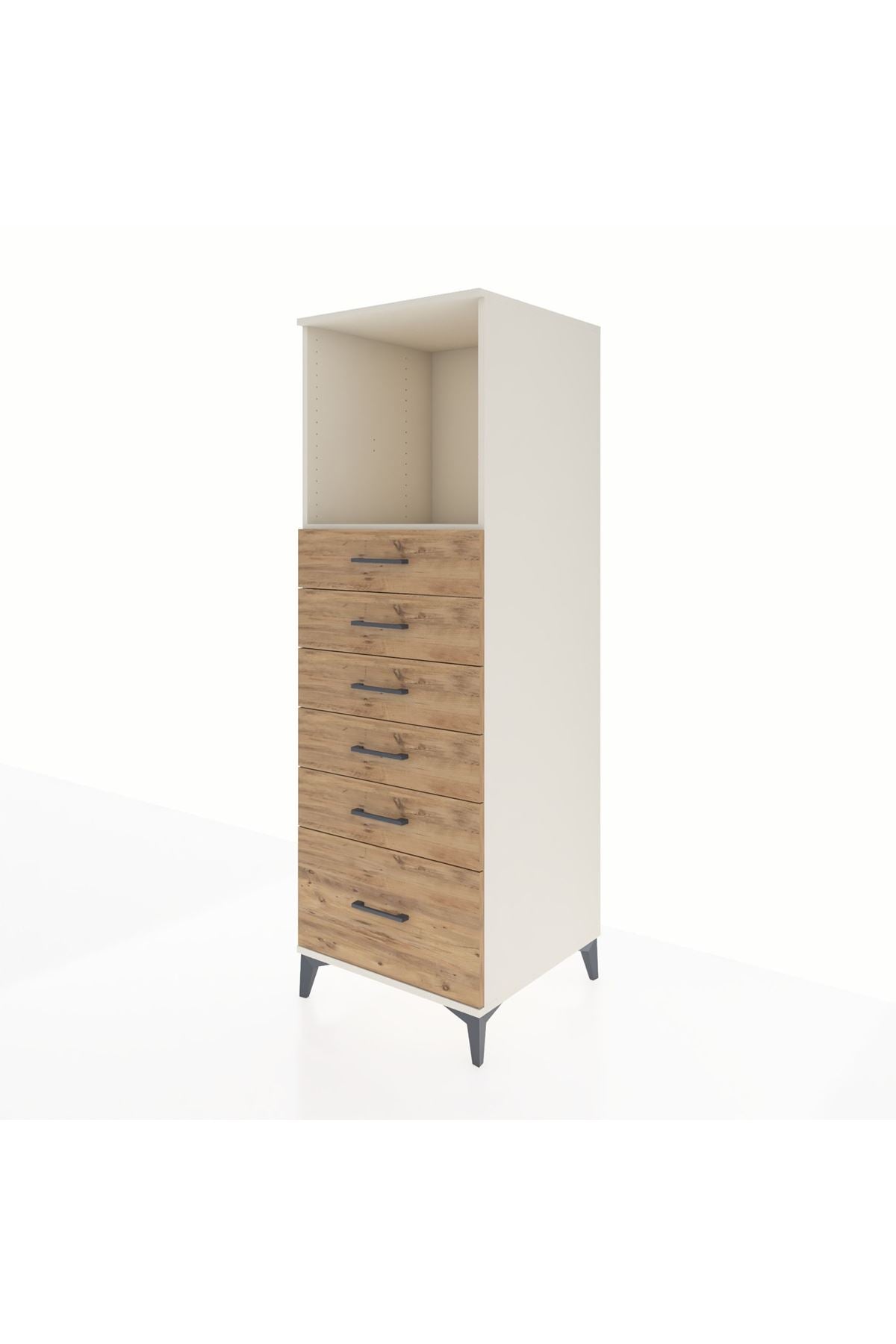 Kronos Dolap Tek Raflı 6 Çekmeceli 60x59x182 Aytaşı-Çam