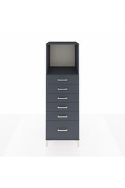 Kronos Dolap Tek Raflı 6 Çekmeceli 60x59x182 Antrasit-Antrasit