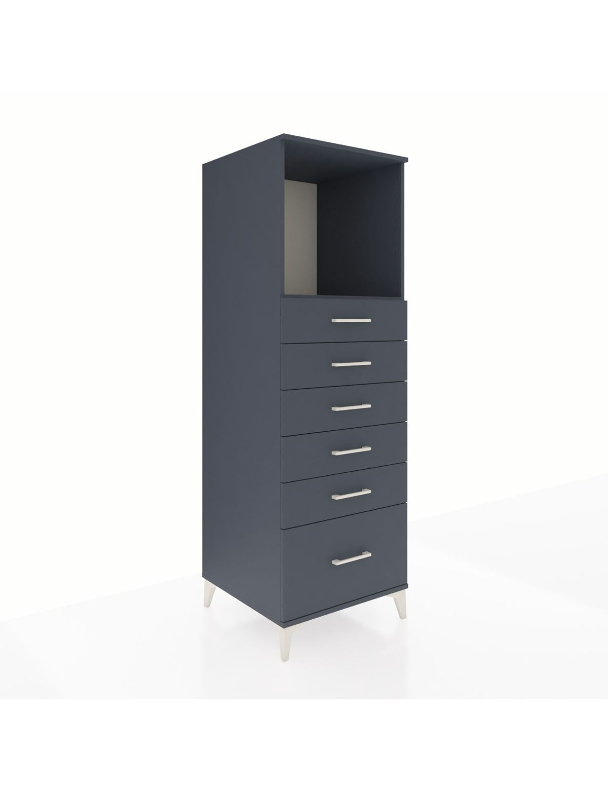 Kronos Dolap Tek Raflı 6 Çekmeceli 60x59x182 Antrasit-Antrasit