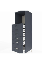 Kronos Dolap Tek Raflı 6 Çekmeceli 60x59x182 Antrasit-Antrasit