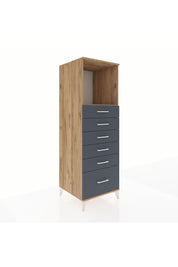 Kronos Dolap Tek Raflı 6 Çekmeceli 60x59x182 Çam-Antrasit