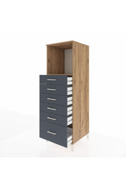 Kronos Dolap Tek Raflı 6 Çekmeceli 60x59x182 Çam-Antrasit