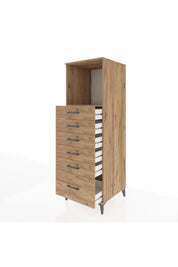 Kronos Dolap Tek Raflı 6 Çekmeceli 60x59x182 Çam-Çam