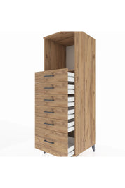 Kronos Dolap Tek Raflı 6 Çekmeceli 60x59x182 Çam-Çam