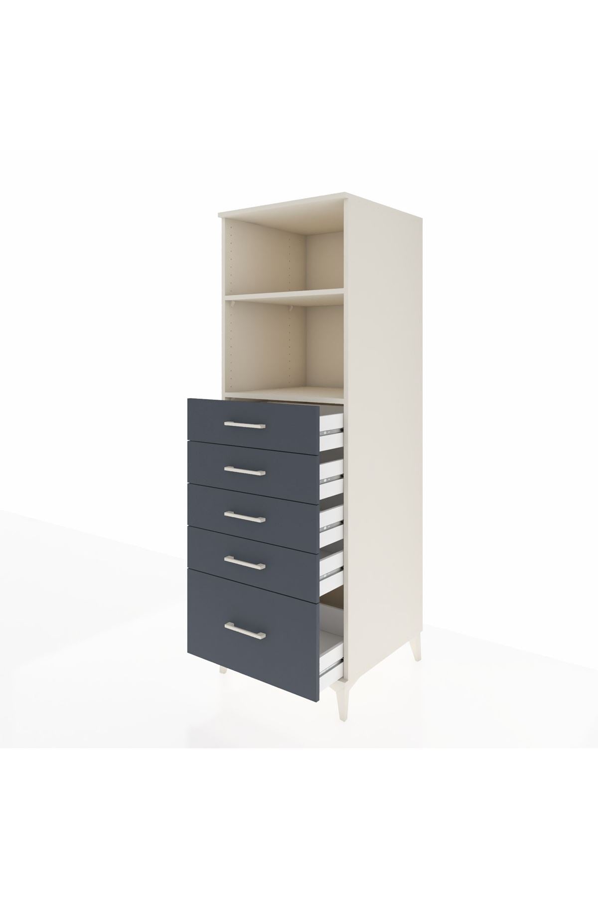 Kronos Dolap 2 Raflı 5 Çekmeceli 60x59x182 Aytaşı-Antrasit