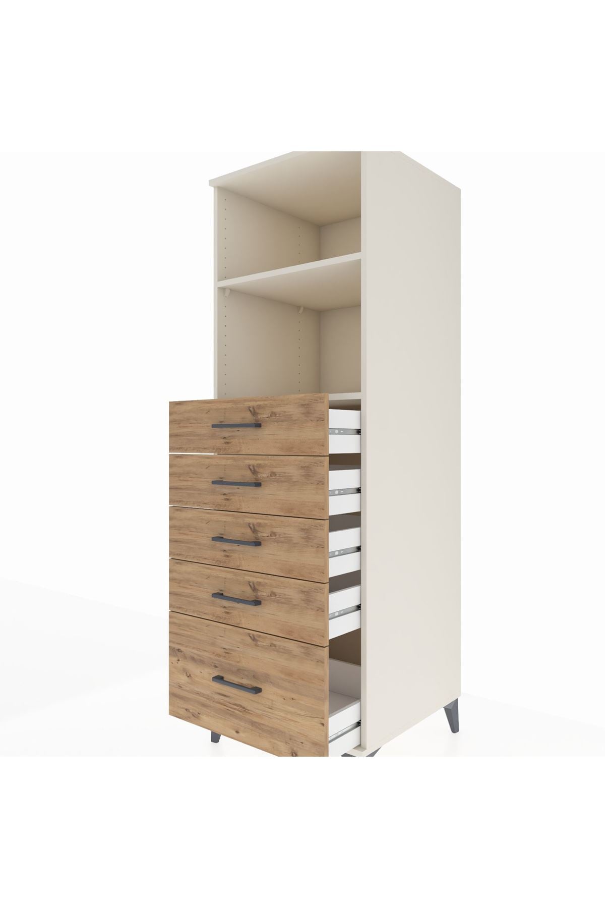 Kronos Dolap 2 Raflı 5 Çekmeceli 60x59x182 Aytaşı-Çam