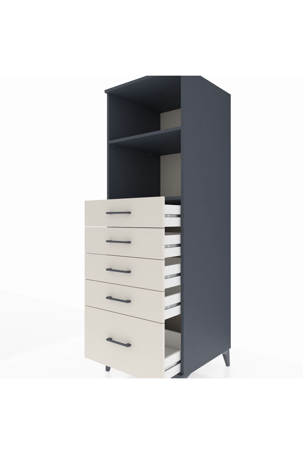 Kronos Dolap 2 Raflı 5 Çekmeceli 60x59x182 - S89M040V4C