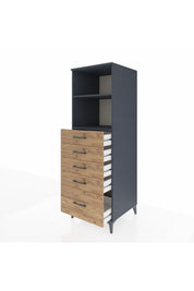 Kronos Dolap 2 Raflı 5 Çekmeceli 60x59x182 Antrasit-Çam