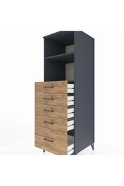 Kronos Dolap 2 Raflı 5 Çekmeceli 60x59x182 Antrasit-Çam