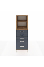 Kronos Dolap 2 Raflı 5 Çekmeceli 60x59x182 Çam-Antrasit