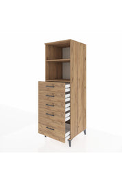 Kronos Dolap 2 Raflı 5 Çekmeceli 60x59x182 Çam-Çam