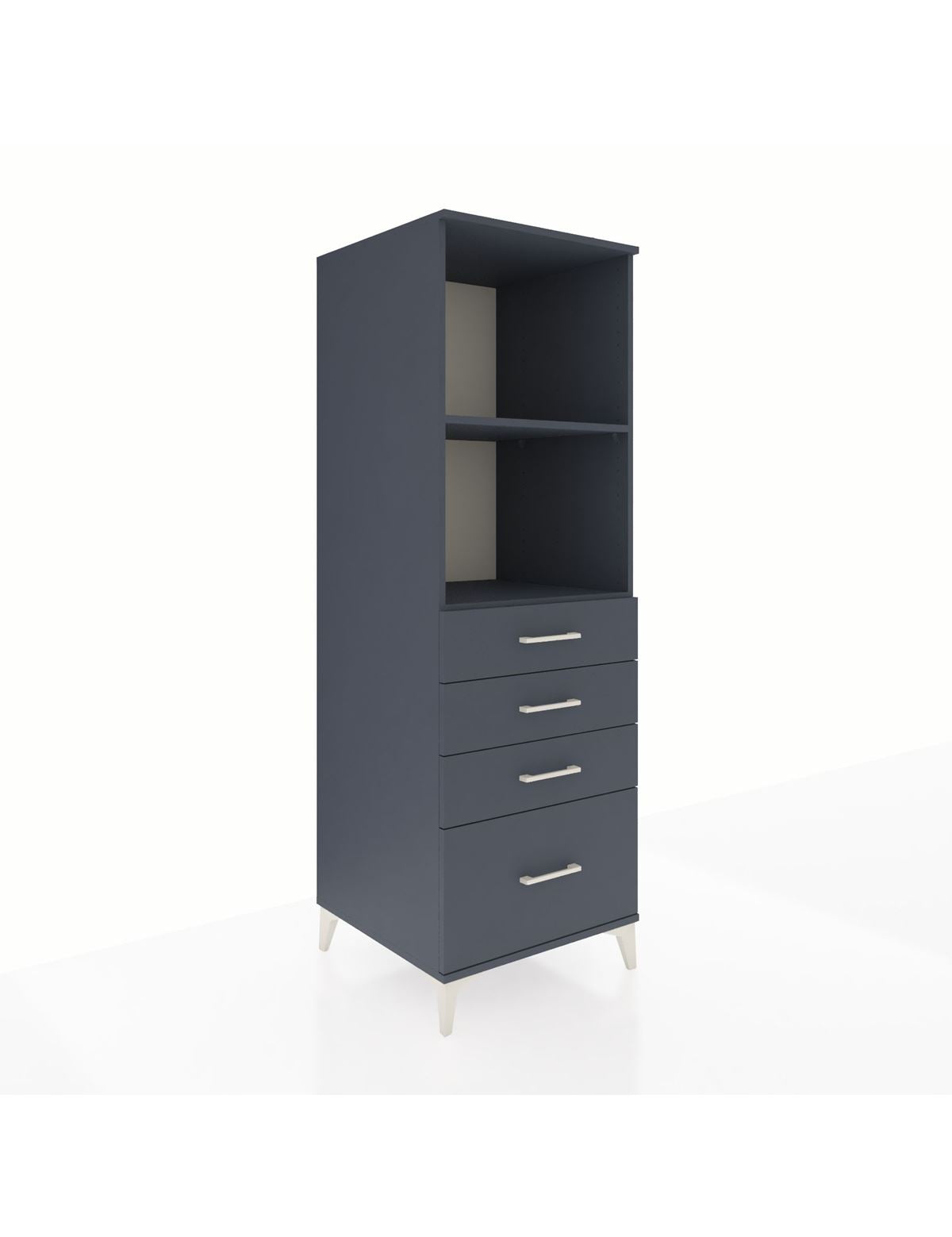 Kronos Dolap 2 Raflı 4 Çekmeceli 60x59x182 Antrasit-Antrasit