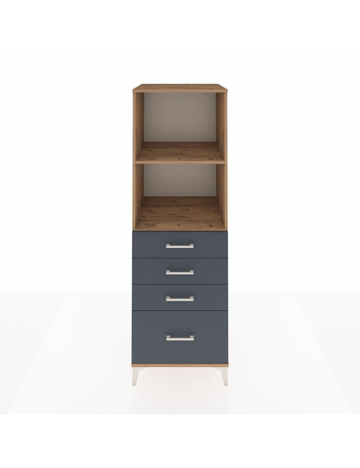 Kronos Dolap 2 Raflı 4 Çekmeceli 60x59x182 Çam-Antrasit