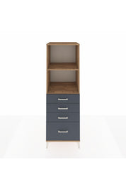 Kronos Dolap 2 Raflı 4 Çekmeceli 60x59x182 Çam-Antrasit