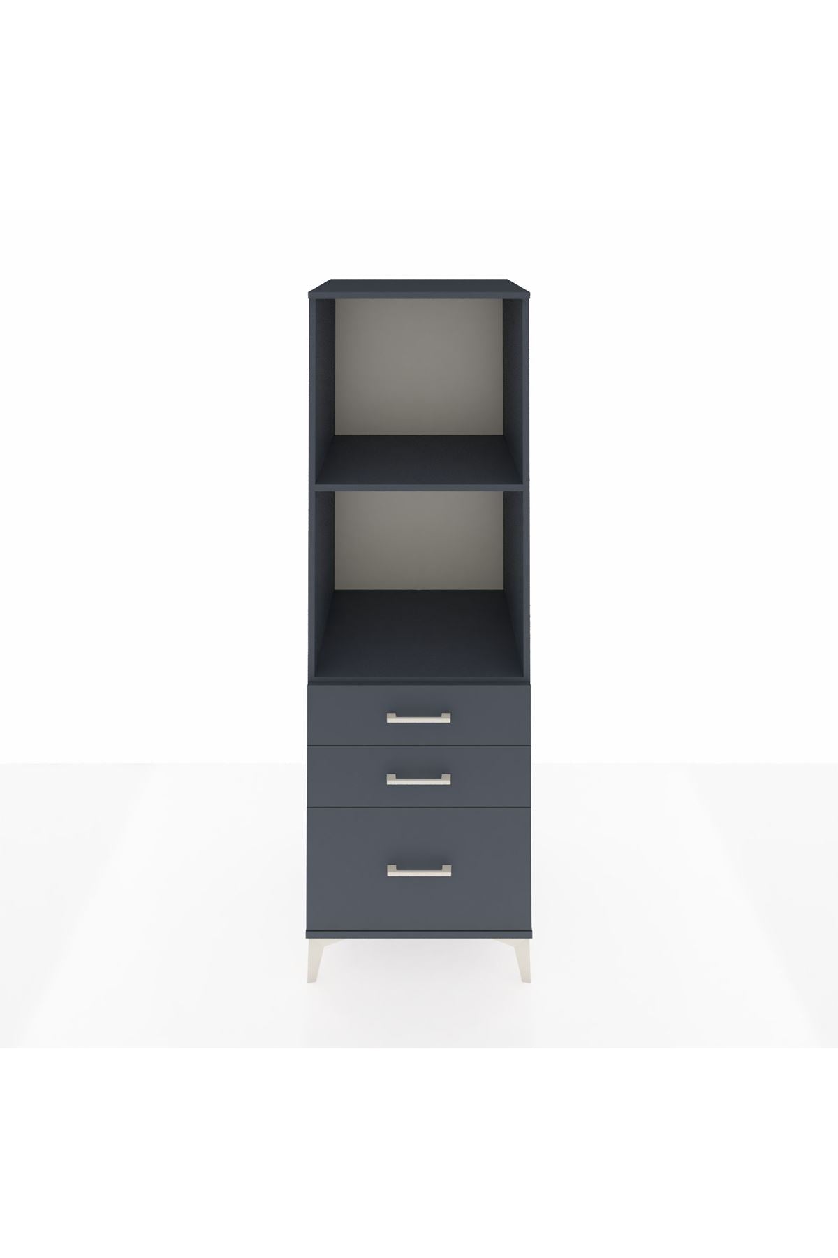 Kronos Dolap 2 Raflı 3 Çekmeceli 60x59x182 Antrasit-Antrasit