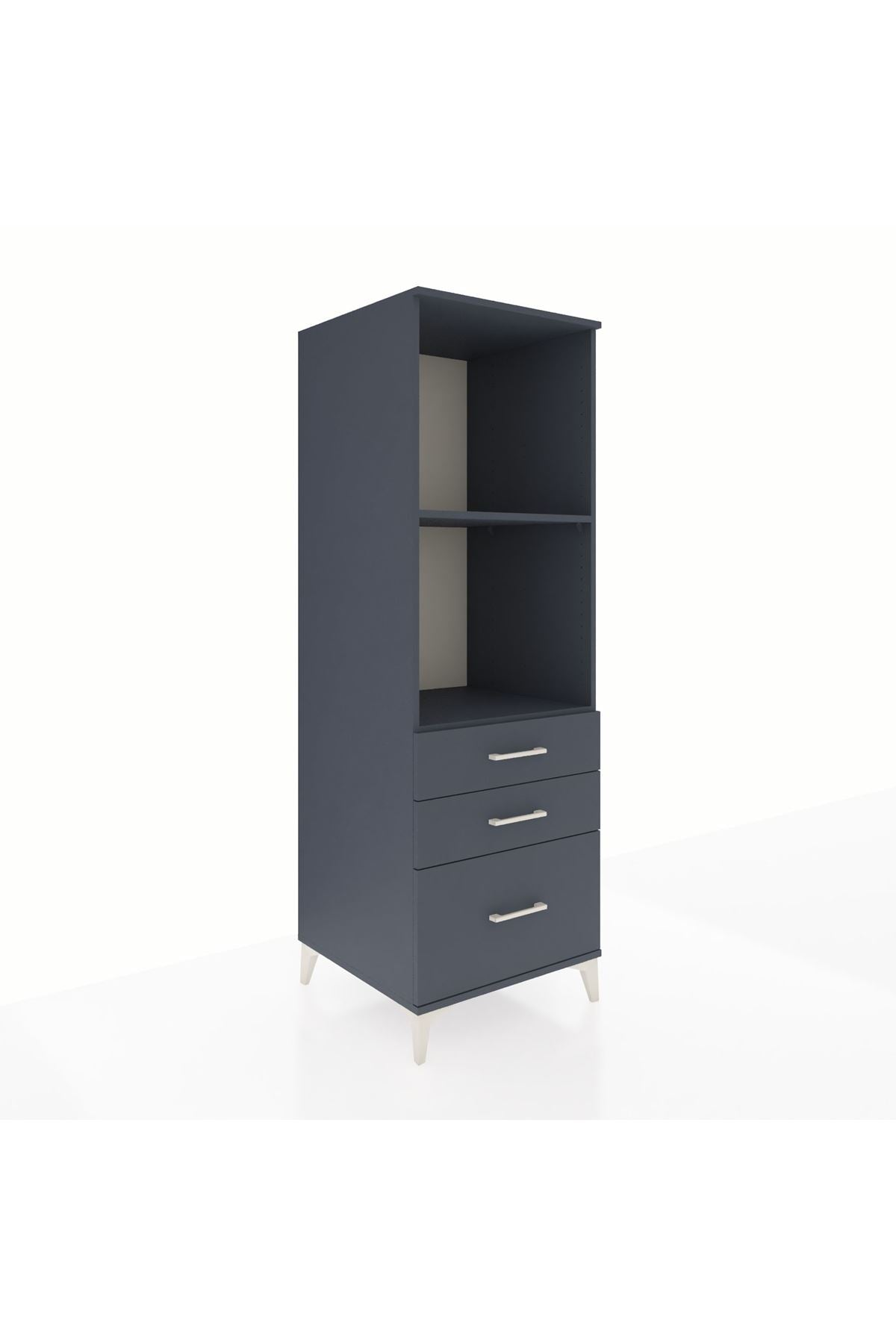 Kronos Dolap 2 Raflı 3 Çekmeceli 60x59x182 Antrasit-Antrasit