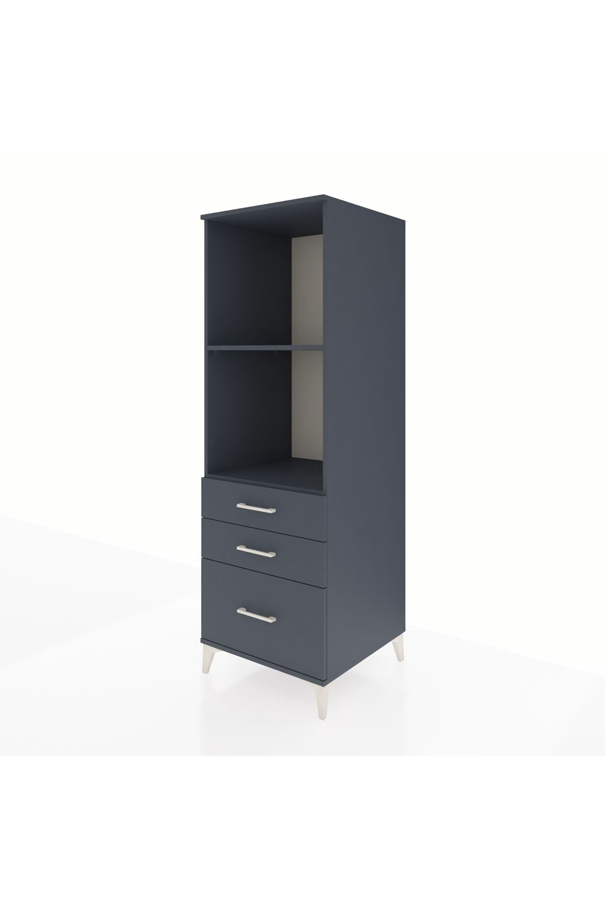 Kronos Dolap 2 Raflı 3 Çekmeceli 60x59x182 Antrasit-Antrasit