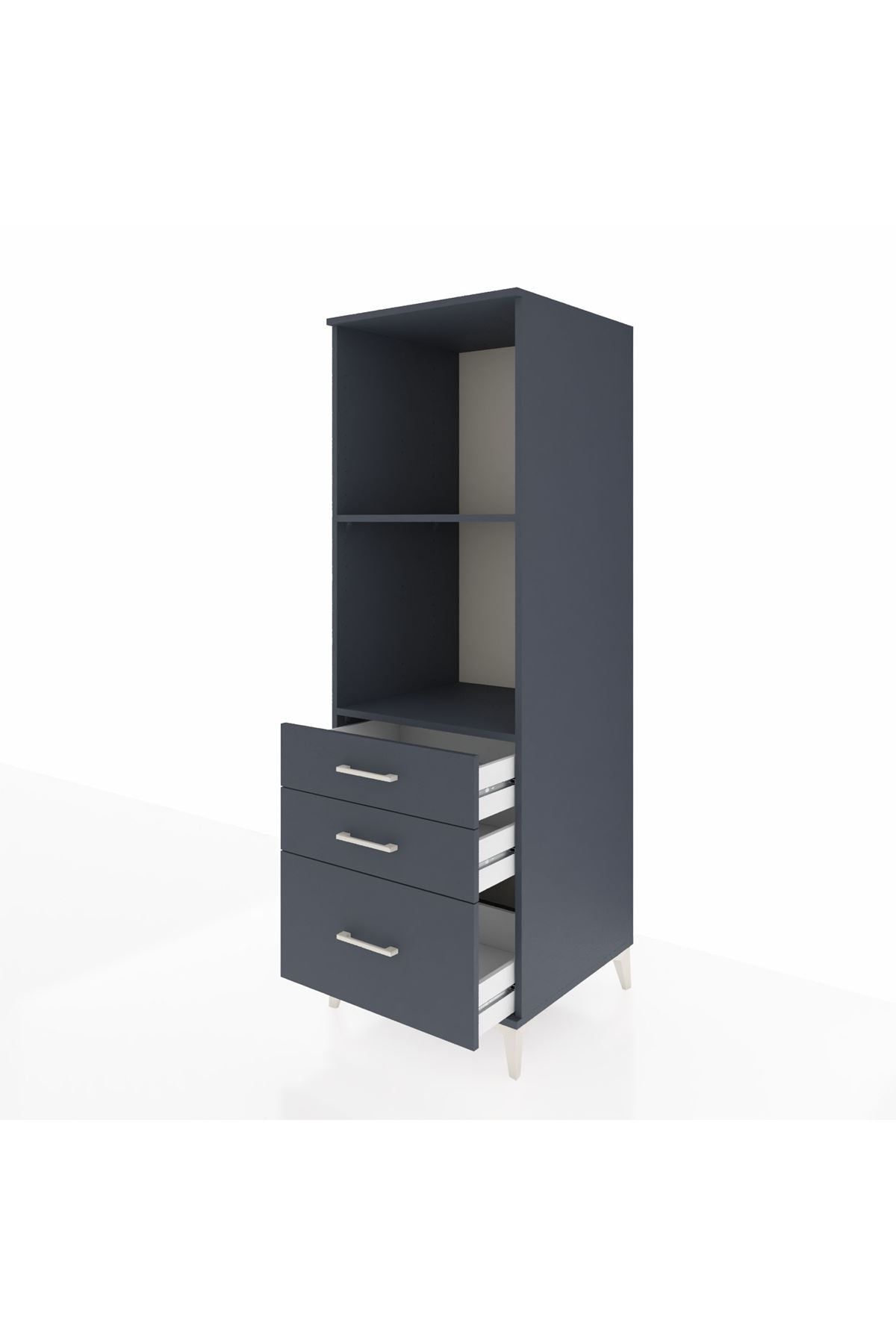 Kronos Dolap 2 Raflı 3 Çekmeceli 60x59x182 Antrasit-Antrasit