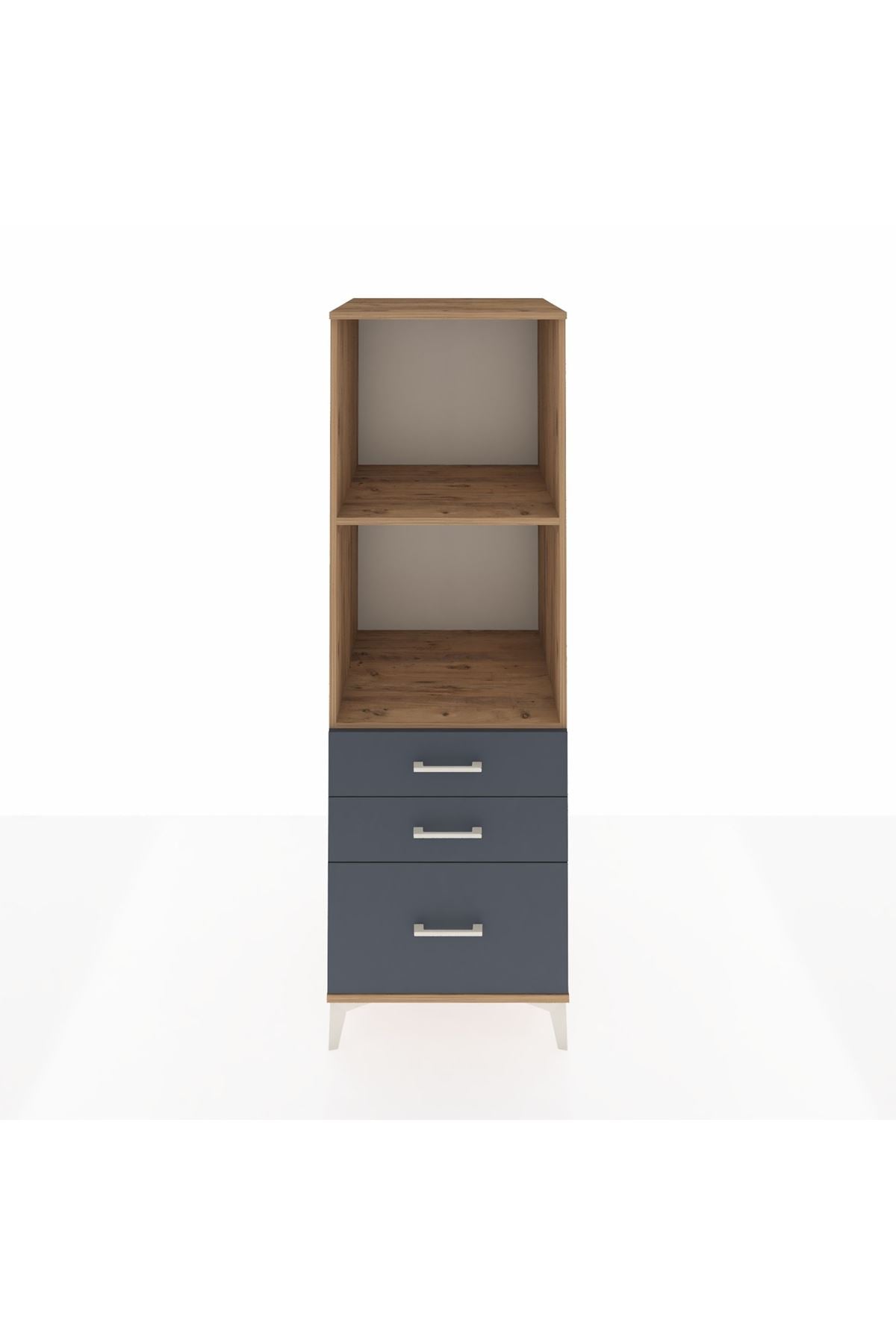 Kronos Dolap 2 Raflı 3 Çekmeceli 60x59x182 Çam-Antrasit