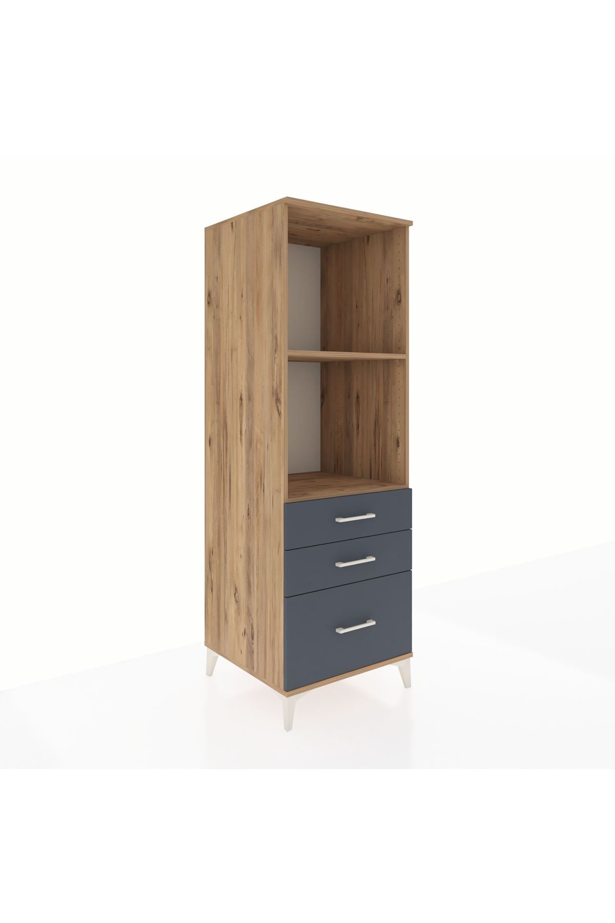 Kronos Dolap 2 Raflı 3 Çekmeceli 60x59x182 Çam-Antrasit