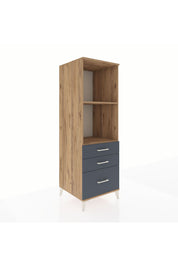 Kronos Dolap 2 Raflı 3 Çekmeceli 60x59x182 Çam-Antrasit