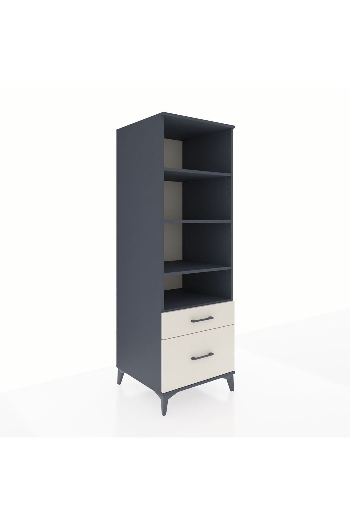 Kronos Dolap 4 Raflı 2 Çekmeceli 60x59x182 Antrasit-Aytaşı