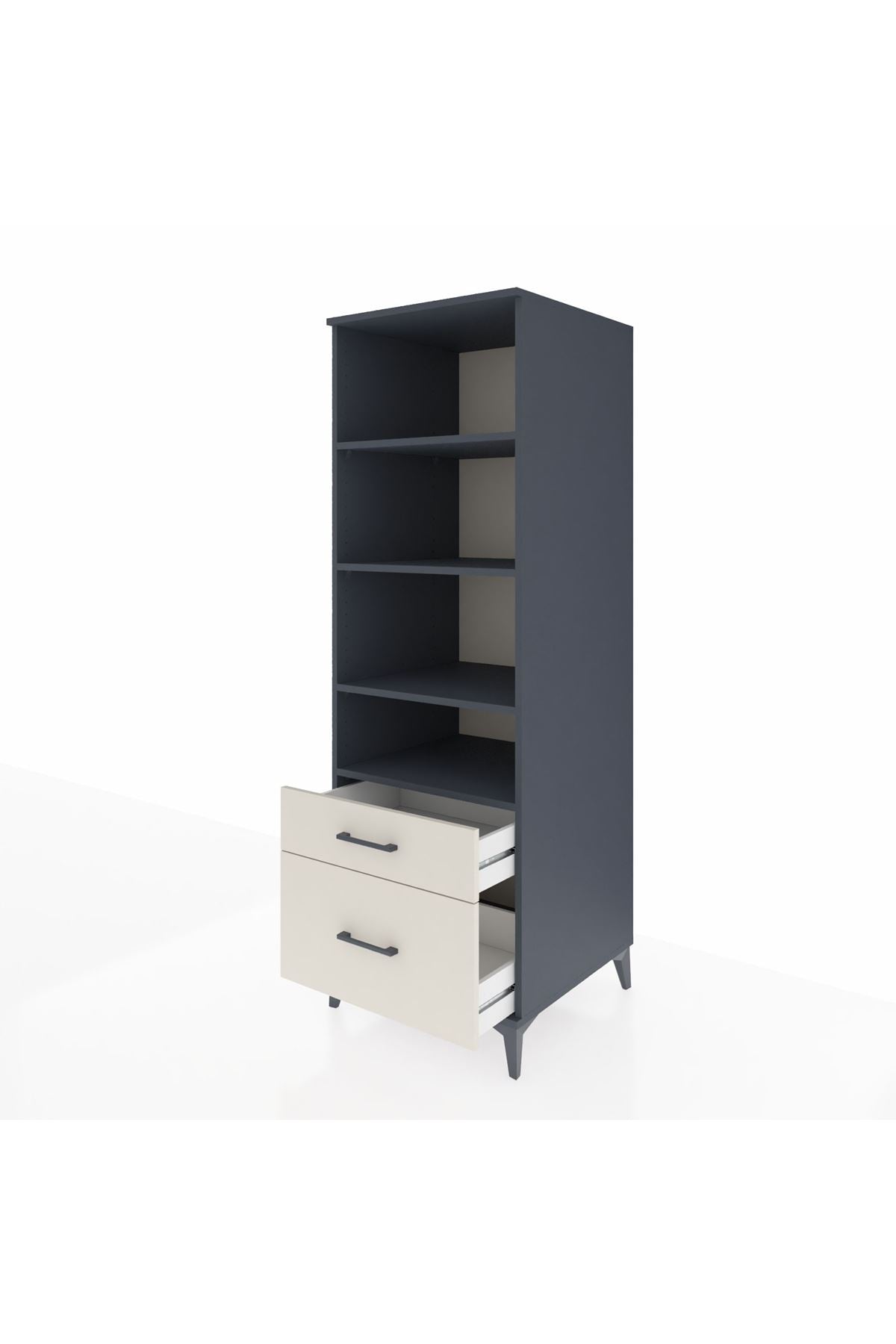 Kronos Dolap 4 Raflı 2 Çekmeceli 60x59x182 Antrasit-Aytaşı