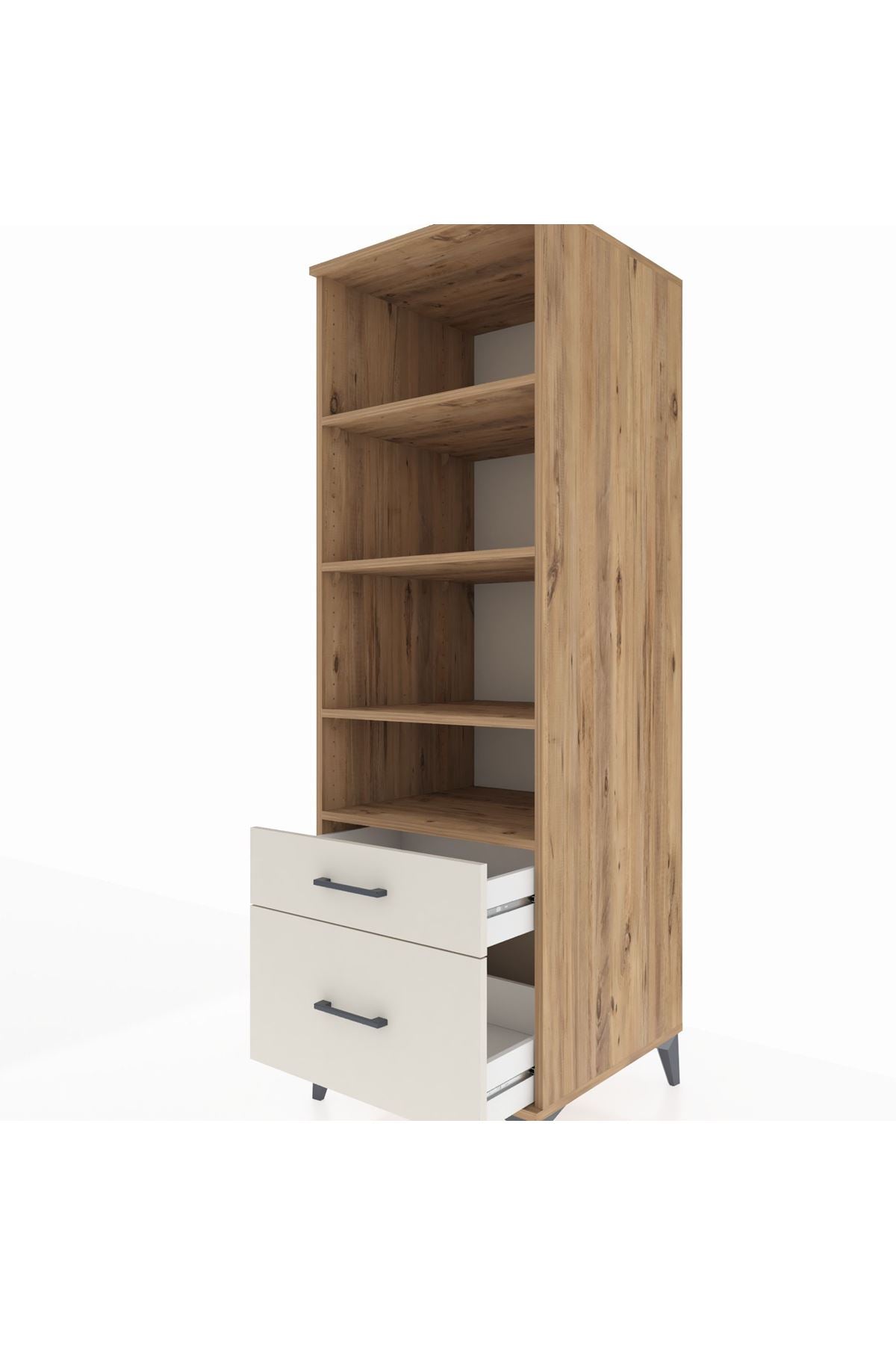 Kronos Dolap 4 Raflı 2 Çekmeceli 60x59x182 Çam-Aytaşı