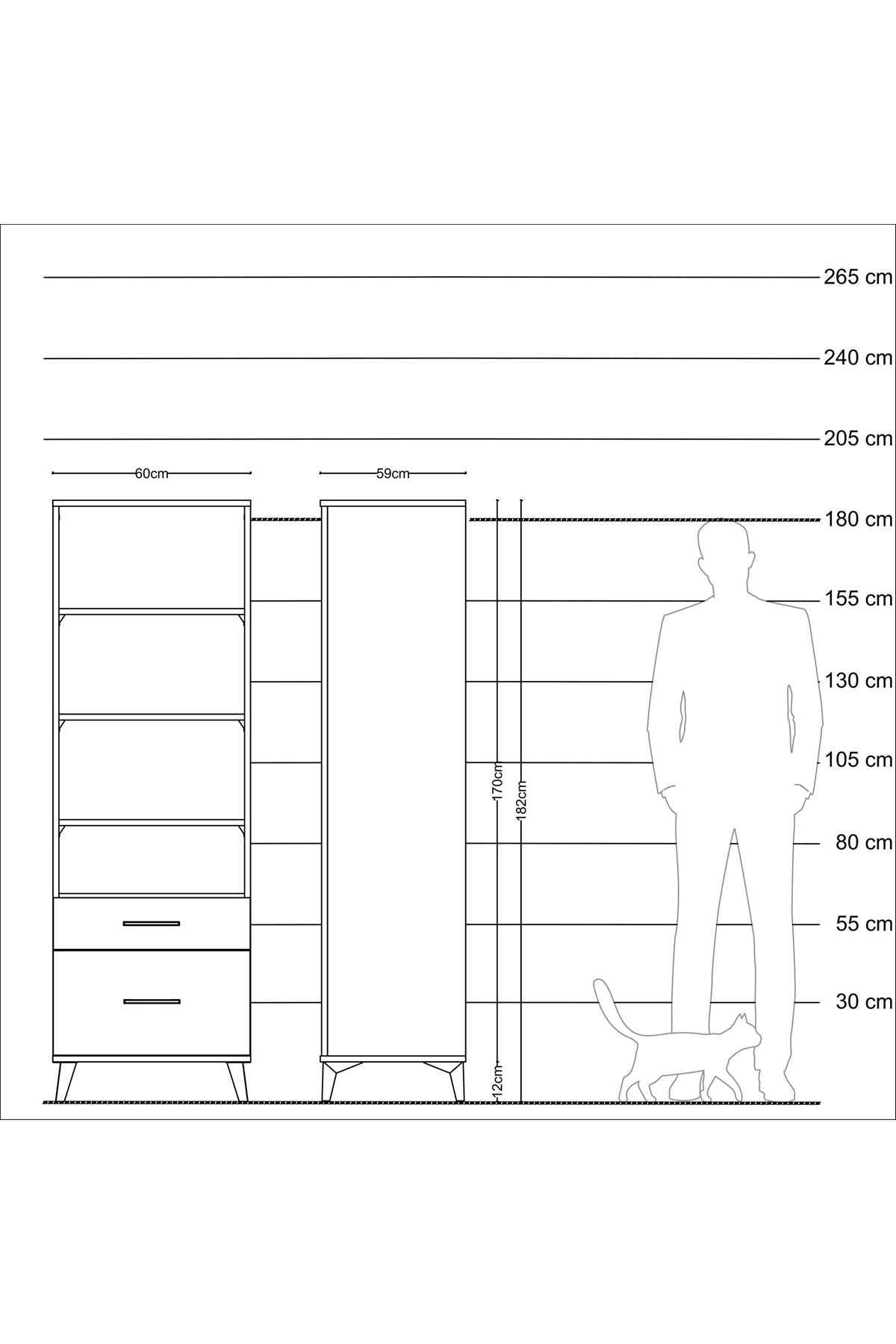 Kronos Dolap 4 Raflı 2 Çekmeceli 60x59x182 Çam-Aytaşı