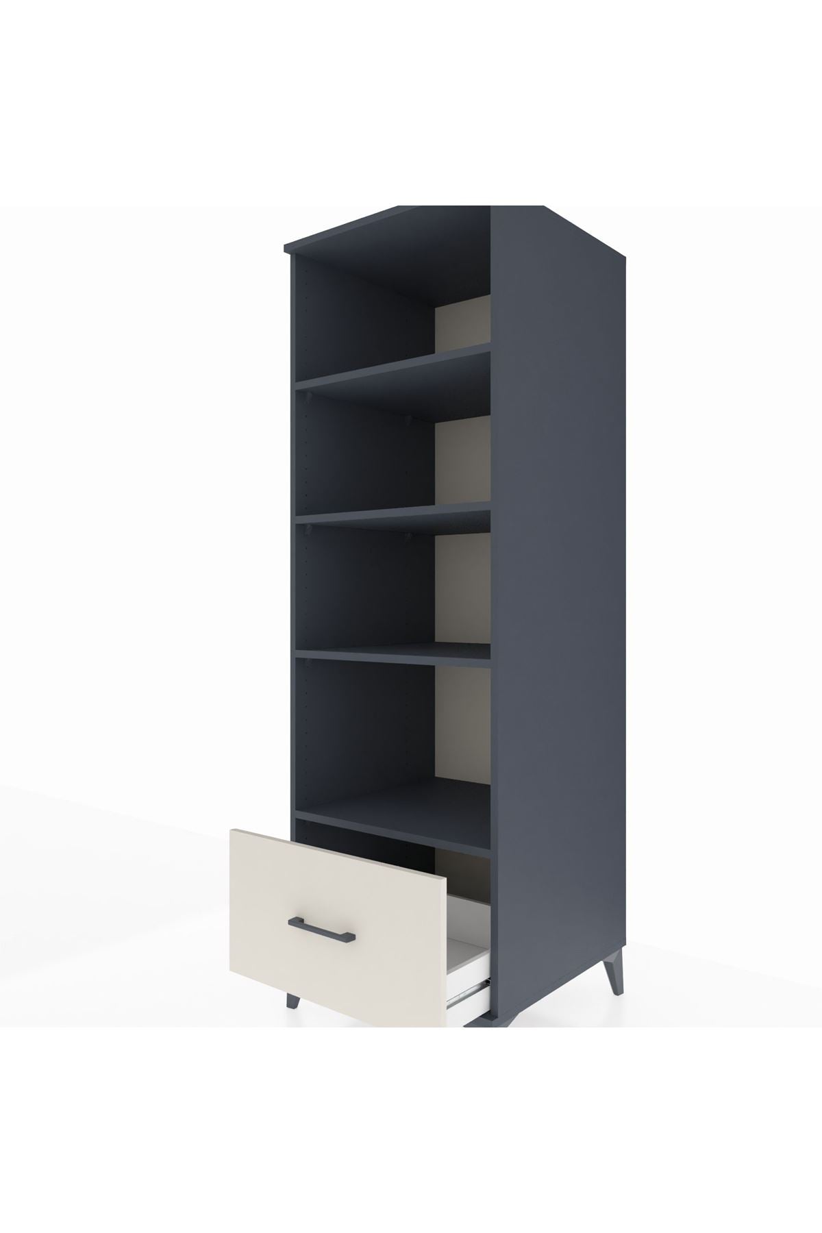 Kronos Dolap 4 Raflı Tek Çekmeceli 60x59x182 Antrasit-Aytaşı