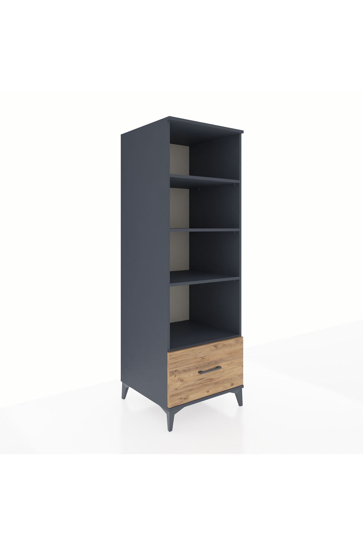 Kronos Dolap 4 Raflı Tek Çekmeceli 60x59x182 Antrasit-Çam