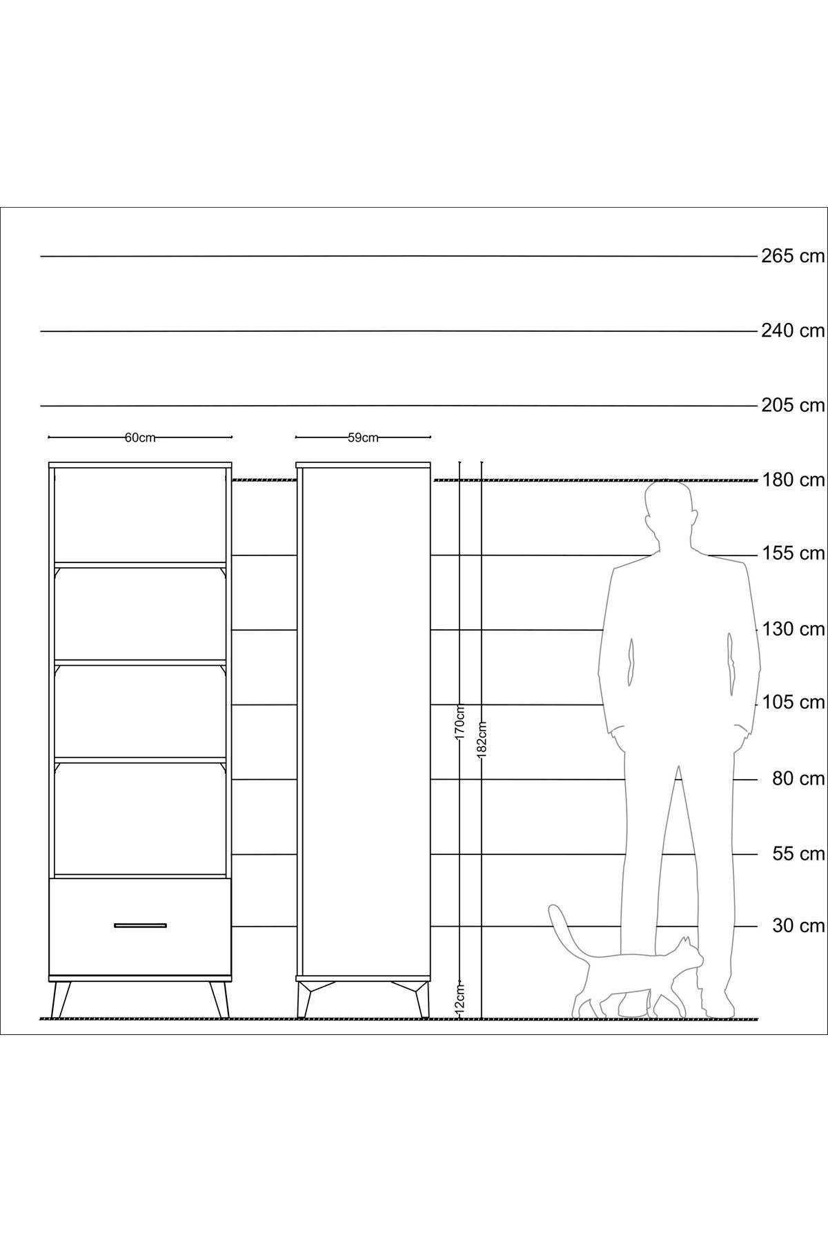Kronos Dolap 4 Raflı Tek Çekmeceli 60x59x182 Çam-Aytaşı