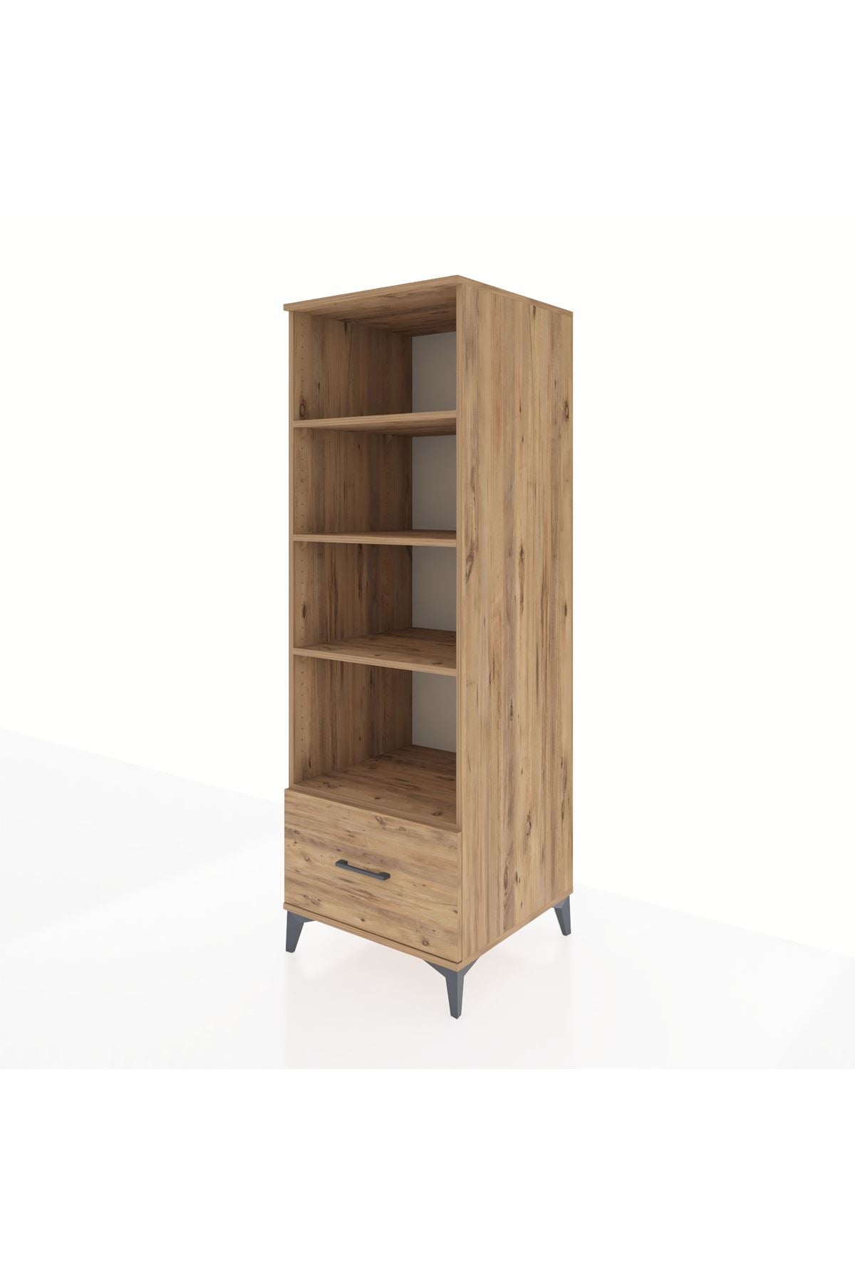 Kronos Dolap 4 Raflı Tek Çekmeceli 60x59x182 Çam-Çam