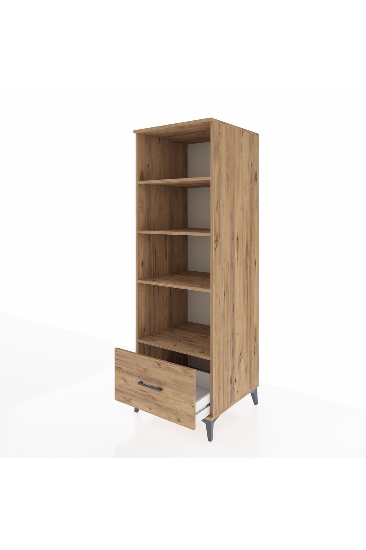 Kronos Dolap 4 Raflı Tek Çekmeceli 60x59x182 Çam-Çam