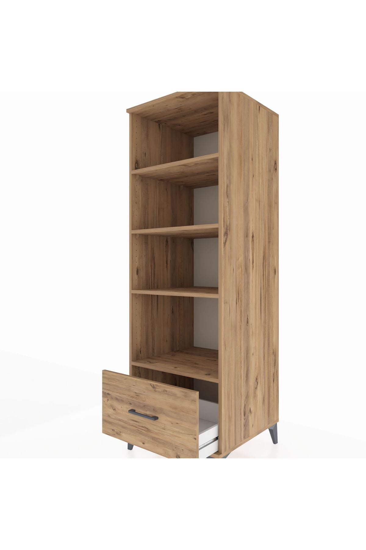 Kronos Dolap 4 Raflı Tek Çekmeceli 60x59x182 Çam-Çam