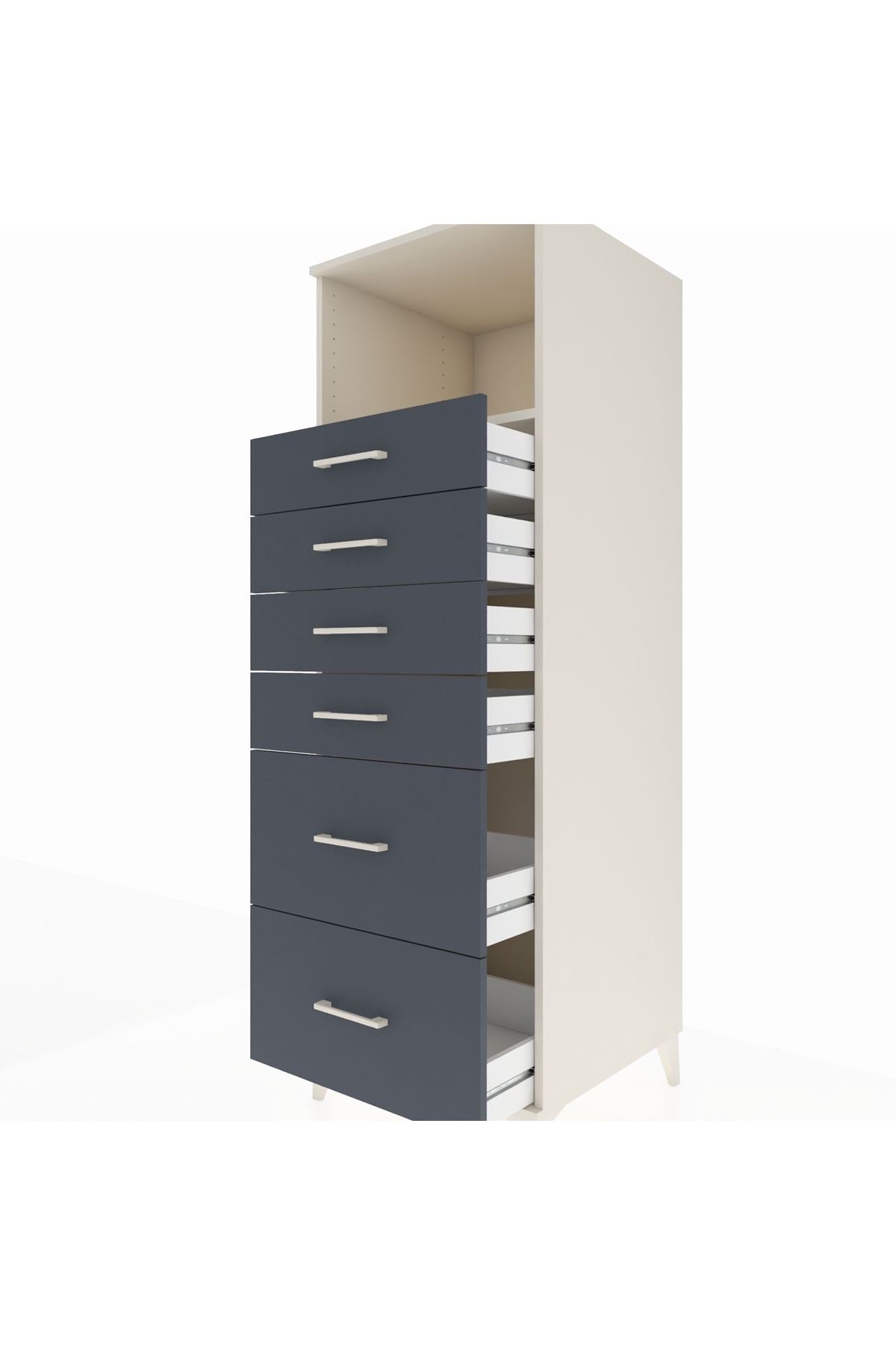 Kronos Dolap Tek Raflı 6 Çekmeceli 60x59x182 Aytaşı-Antrasit