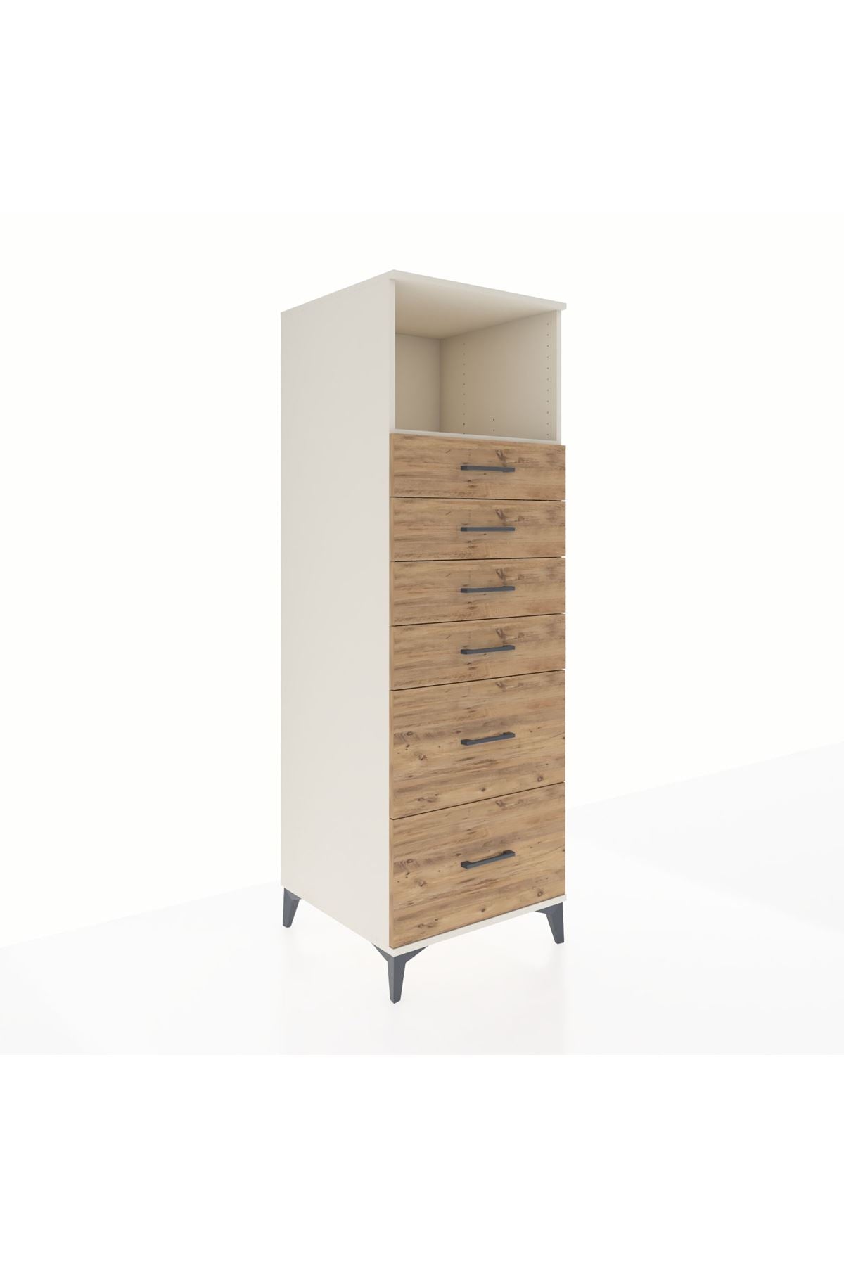 Kronos Dolap Tek Raflı 6 Çekmeceli 60x59x182 Aytaşı-Çam