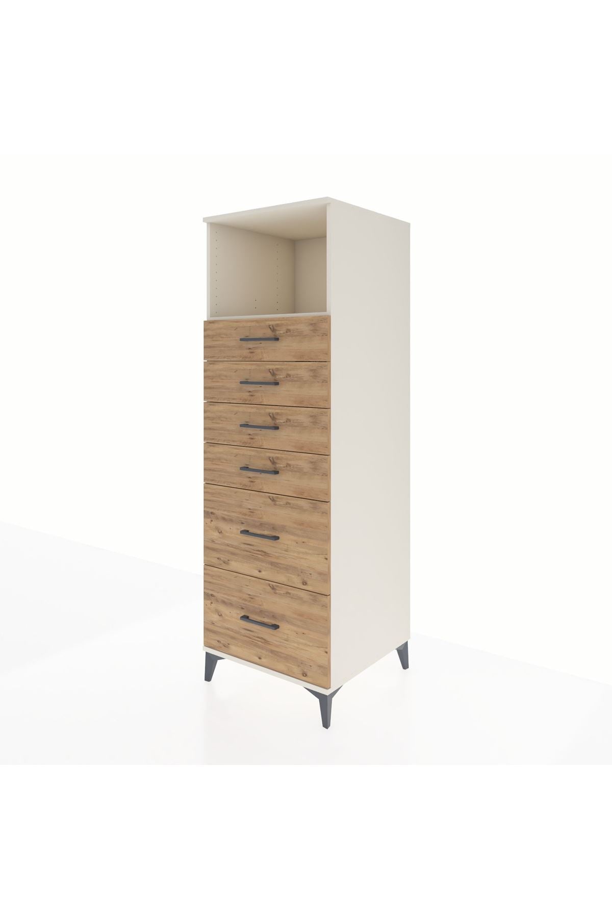 Kronos Dolap Tek Raflı 6 Çekmeceli 60x59x182 Aytaşı-Çam