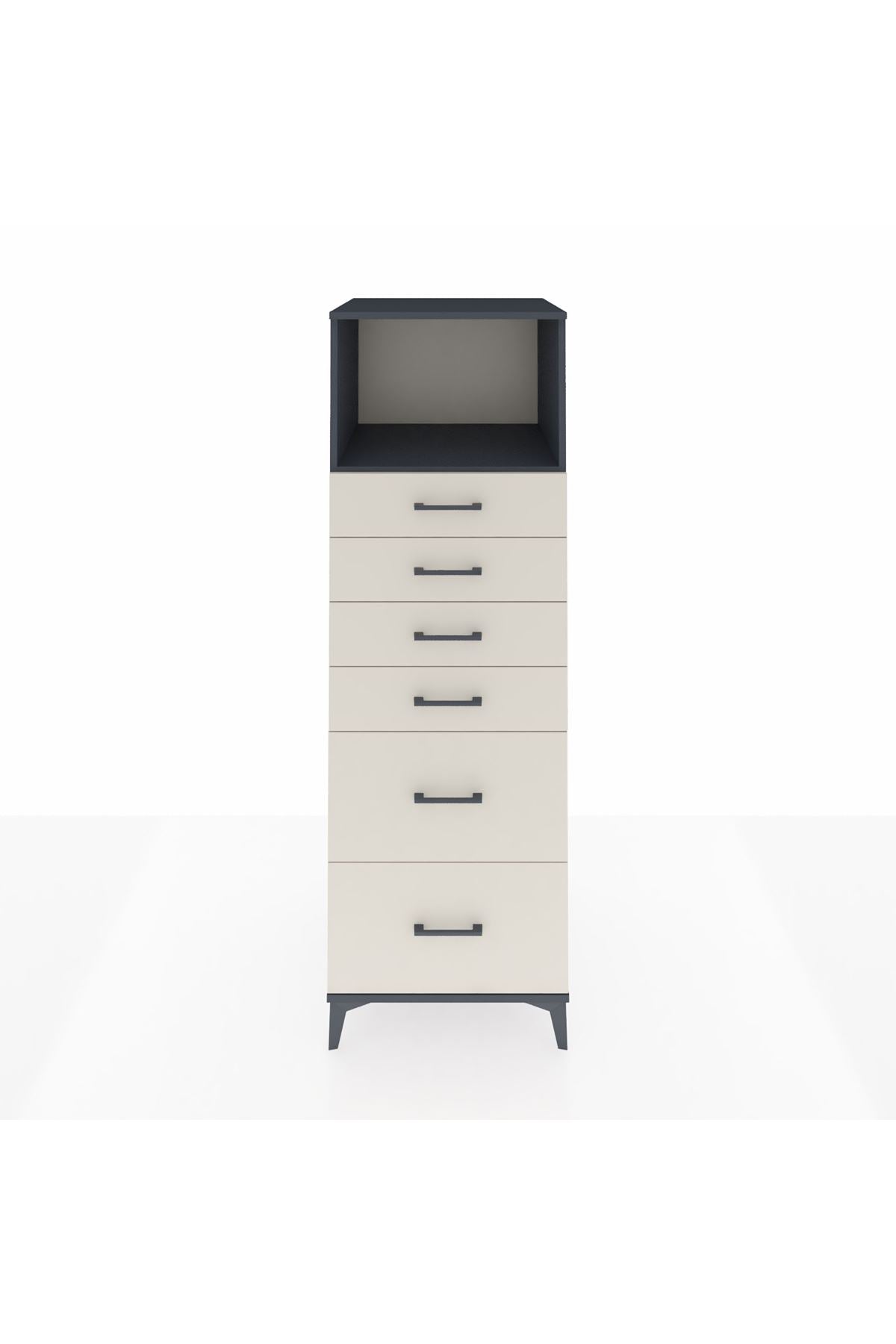 Kronos Dolap Tek Raflı 6 Çekmeceli 60x59x182 Antrasit-Aytaşı